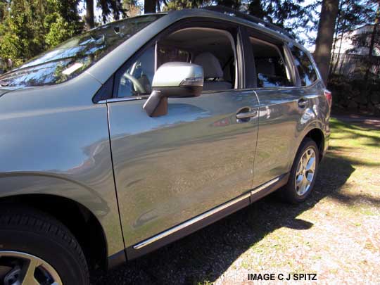 closeup on new for 2015 chrome trim of the 2015 Forester Touring