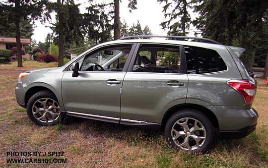 side view 2015 Subaru Forester 2.5 Touring, jasmine green color