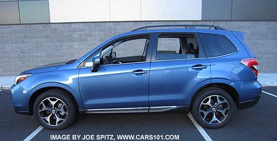 side view quartz blue 2016 and 2015 Forester XT Touring