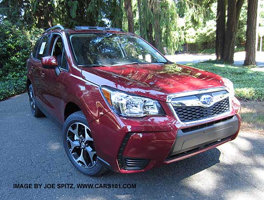 front of a 2015 Forester 2.0XT Premium, venetian red color shown