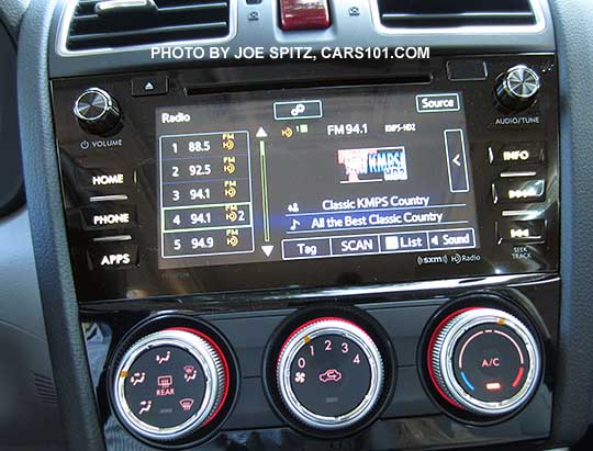 NEW 2016 Subaru Forester 7" audio touchscreen on Premium, Limited, and Touring models. Premium model shown with 4 speed fan