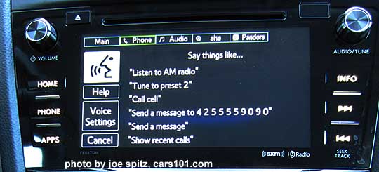 2016 Forester 7" audio system voice activation screen