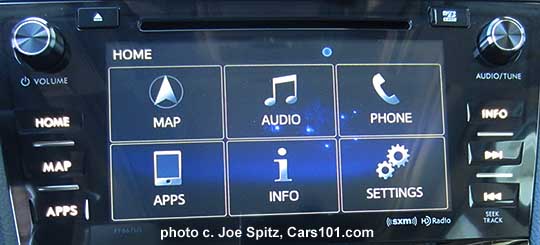 home screen on the 2016 Forester 7" audio system on 2.5 Premium, Limited, Touring, 2.0XT Premium, 2.0XT Touring models