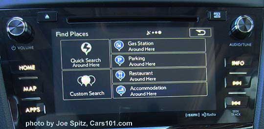 2016 Forester 7" touchscreen navigation find places screen.
