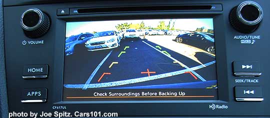 rear view backup camera showing on the 2016 Subaru Forester 2.5i model's 6.2" audio system