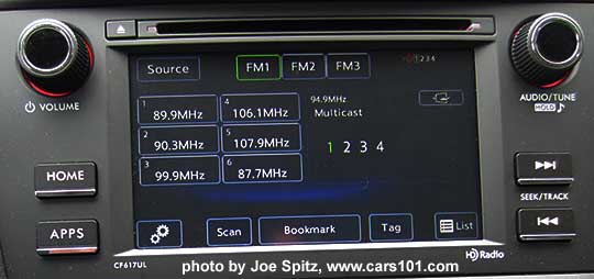 2016 Forester 6.2 audio system shown at the FM HD radio station screen