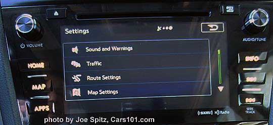 2016 Forester 7" audio Navigation setup screen. 3 years free annual map updates