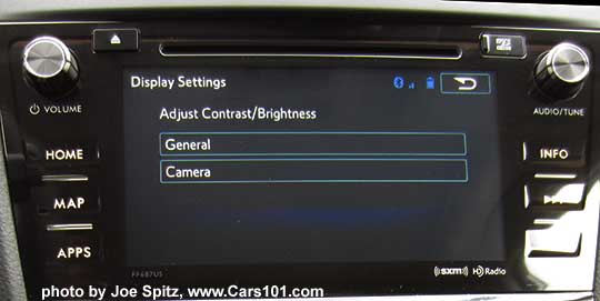 adjust screen brightness, 2 settings- with headlights on and with headlights off on 2016 Forester 7" audio system