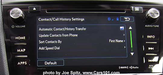 phonebook download /update screen on the 2016 Forester 7" audio system