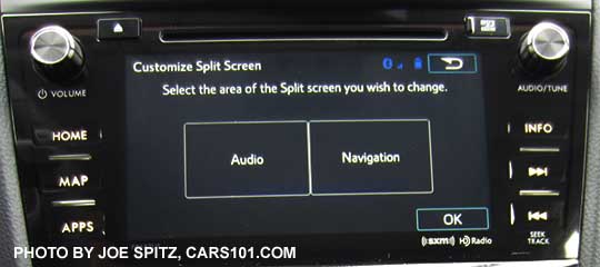 split screen settings on the 2016 Forester 7" audio system