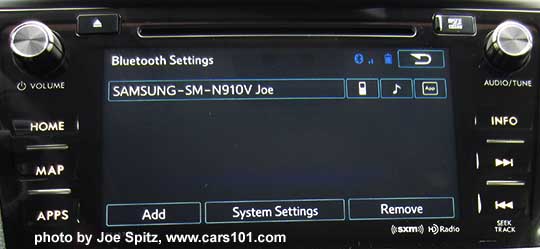 bluetooth device screen, add, delete, on the 2016 Forester 7" audio system