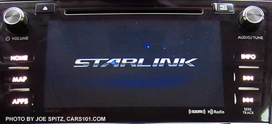 2016 Subaru Forester Starlink app shown at vehicle start-up on the 7" audio system on Premium, Limited, Touring models. Starlink is free weather, news, music, on android and iphones