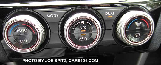 2016 Subaru Forester Touring dual front zone climate control knobs