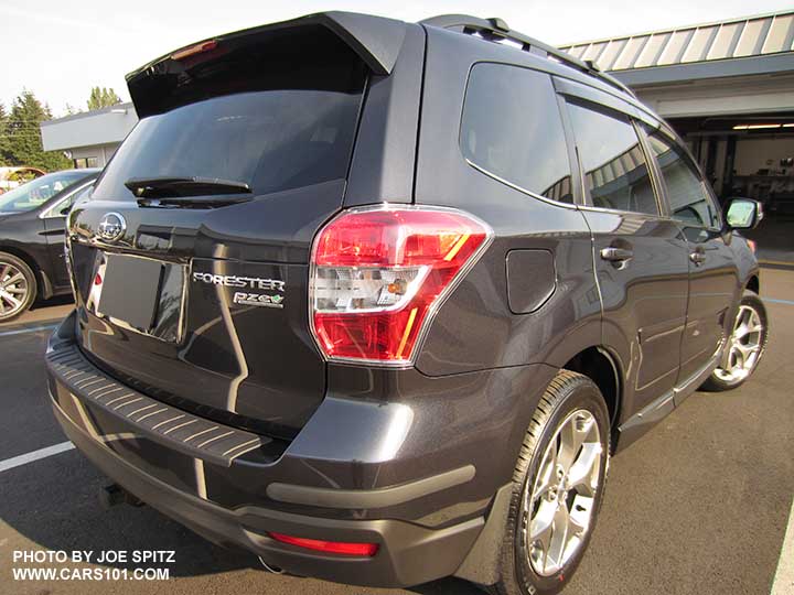 2016 Subaru Forester optional rear bumper cover step pad, splash guards, rear corner moldings and side window drip moldings