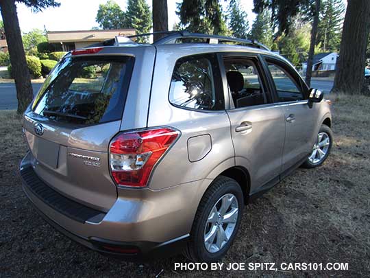 2016 Forester 2.5i base model with optional alloy wheel, roof rail value package. Burnished bronze shown. Notice the windows, they don't have dark tint