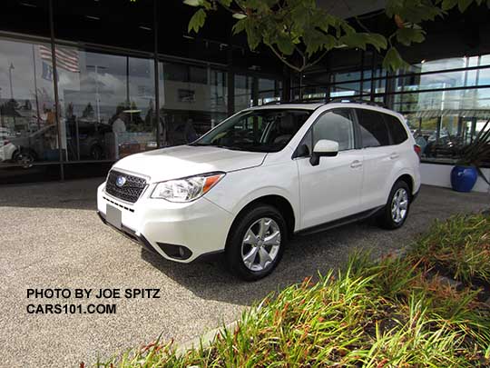 white 2016 Forester Limited with front Sport Grill