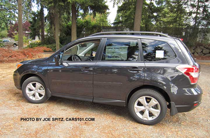 2016 Forester Premium, dark gray color, optional side moldinmgs and splash guards