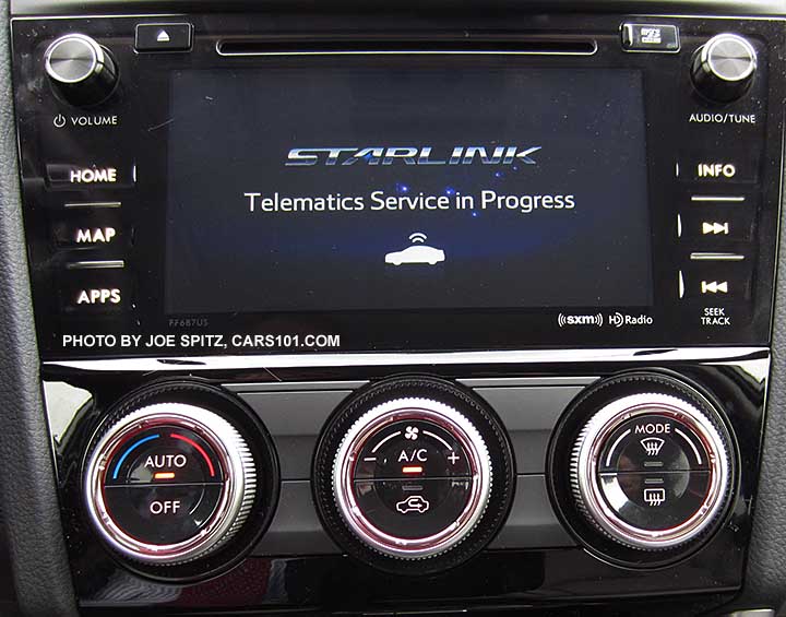 2016 Subaru Forester Starlink Connected Services "Call in progress" screen using the emergency roadside assistance and vehicle monitoring program on Forester Premium, Limited, and Touring. Telematics system.