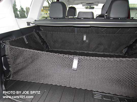 2018 and 2017 Subaru Forester optional cargo nets- by seatback, by gate, and the 2 small side nets