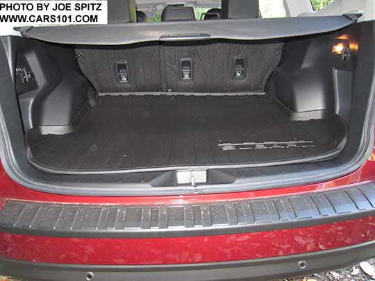 2018 and 2017 Subaru
                  Forester cargo area with rear bumper cover, cargo
                  tray, rear seatback protector, cargo cover.