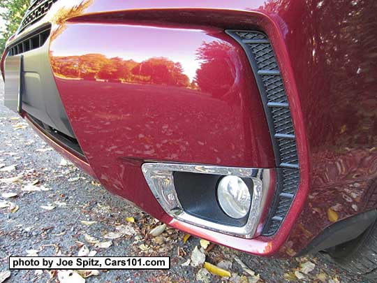 2018 and  2017 Subaru Forester 2.0XT Touring with standard fog lights with chrome accent surround, venetian red shown