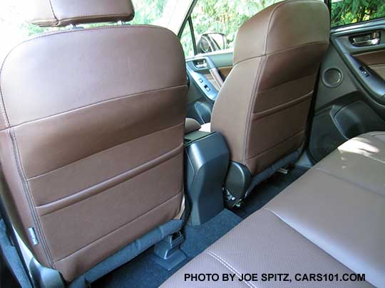 2017 Subaru Forester front seatbacks with 2 map pockets on Limited and Touring model only. Touring model Saddle Brown leather shown