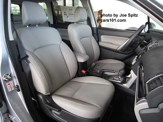 2017 Subaru Forester Limited front seats, platinum gray perforated leather interior