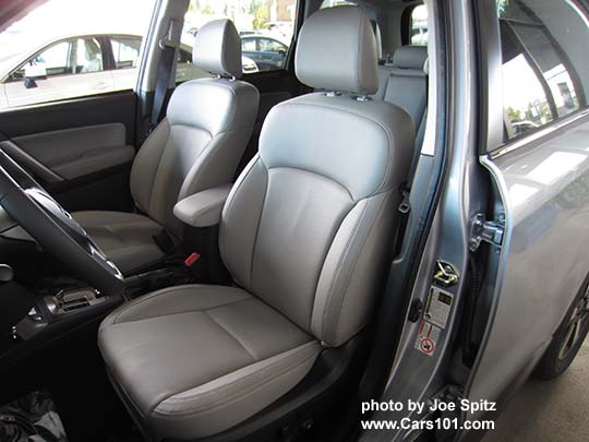 2018 and 2017 Subaru Forester 2.5 Limited front driver's seat, gray perforated leather shown