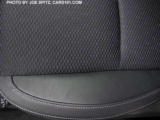 closeup of the 2018 and 2017 Forester 2.0XT Premium
                black cloth with sport bolsters