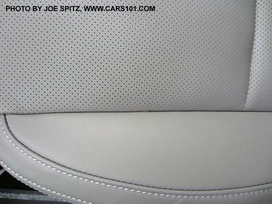 2017 Forester Limited platinum gray, perforated leather seating surface, silver stitching