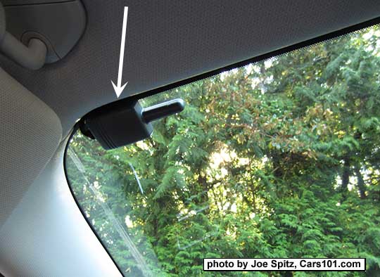 2018 and 2017 Subaru Forester optional remote engine start antenna in the upper left corner of the windshield