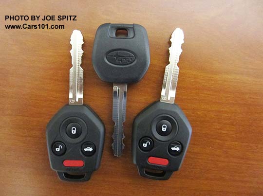 2018 and 2017 Forester has 3 standard chipped, ignition keys- 2 remote lock/unlock, 1 valet key