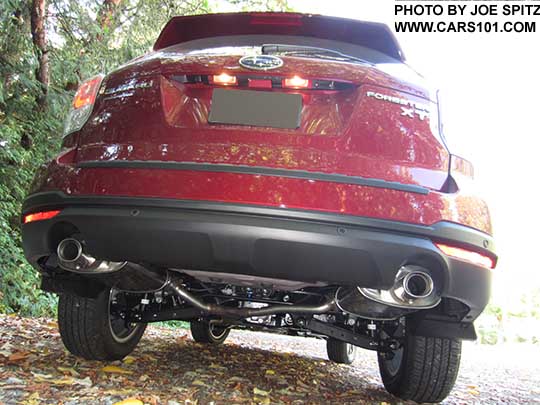 2018 and  2017 Subaru Forester 2.0XT rear view with dual exhaust tips