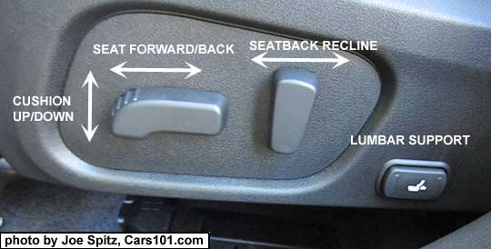 2018 and 2017 Subaru Forester driver's seat power
                  controls