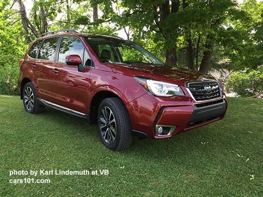 2018 and 2017 Forester Touring, Venetian Red 2.0XT model shown