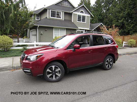 2018 and 2017 Subaru Forester Limited, venetian red color