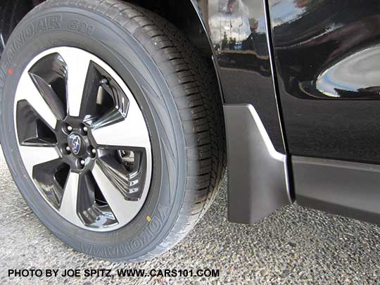 2018 and 2017 Subaru Forester optional splash guard. Left front shown on a 2.5i model