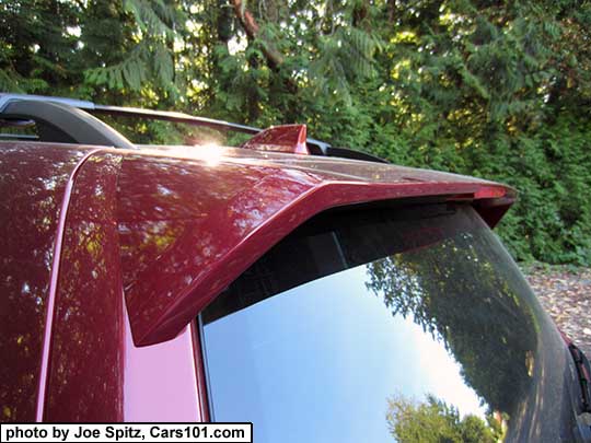 2018 and 2017 Subaru Forester body colored rear spoiler, standard on all models except 2.5i base model. Red shown