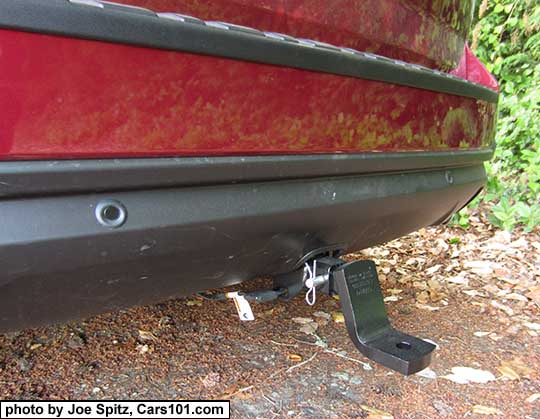 2018 and 2017 Subaru Forester optional 1.25" trailer hitch. Notice the reverse auto braking sensors in the rear bumper.