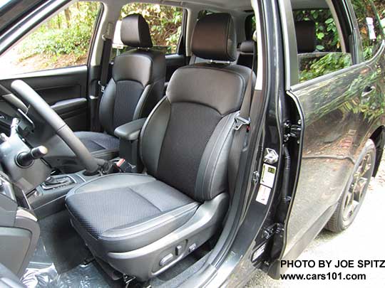 2018 Subaru Forester 2.5 Premium CVT 'Black Edition' black cloth interior with leatherette trim, CVT with gloss black trim, gloss black dash trim,  7" audio.  Also 2.0XT Premium interior.