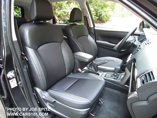 2018 Subaru Forester 2.5 Premium CVT 'Black Edition' black cloth seats with leatherette trim, CVT with gloss black trim, gloss black dash trim,  7" audio.  Also 2.0XT Premium interior.