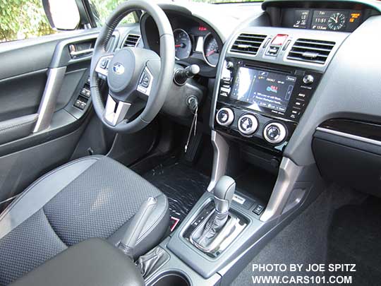 2018 Subaru Forester 2.5
                  Premium CVT 'Black Edition' and 2.0XT Premium black
                  cloth interior with leatherette trim, CVT with gloss
                  black trim, gloss black dash trim, 7" audio.
                  Black edition shown