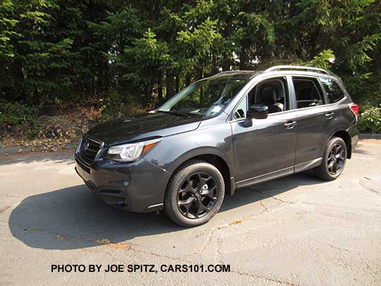 2018 Forester 2.5 Premium CVT Black Edition with black 18" alloys. Dark gray.