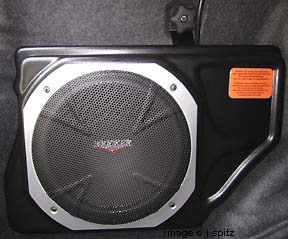 optional 10 Kicker powered subwoofer speaker, optional on 2011 Subaru Imprezas