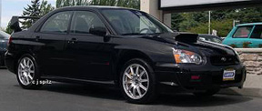 sti, black with silver wheels