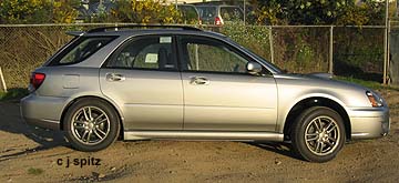 2005 Subaru WRX silver wagon, side view