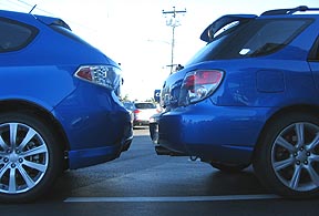 2008 and 2007 blue WRX back to back