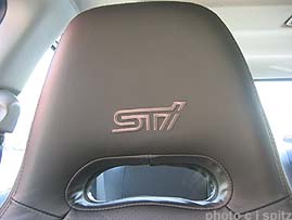 STI Limited leather interior headrest with logo