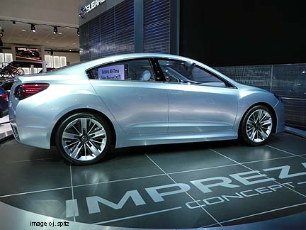 silver subaru impreza concept car at 2010 LA auto show