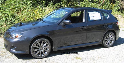 side view, 09 Impreza WRX 5 door with STI spoiler